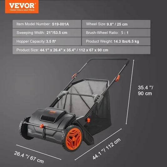 Pro-Grade Push Lawn Sweeper